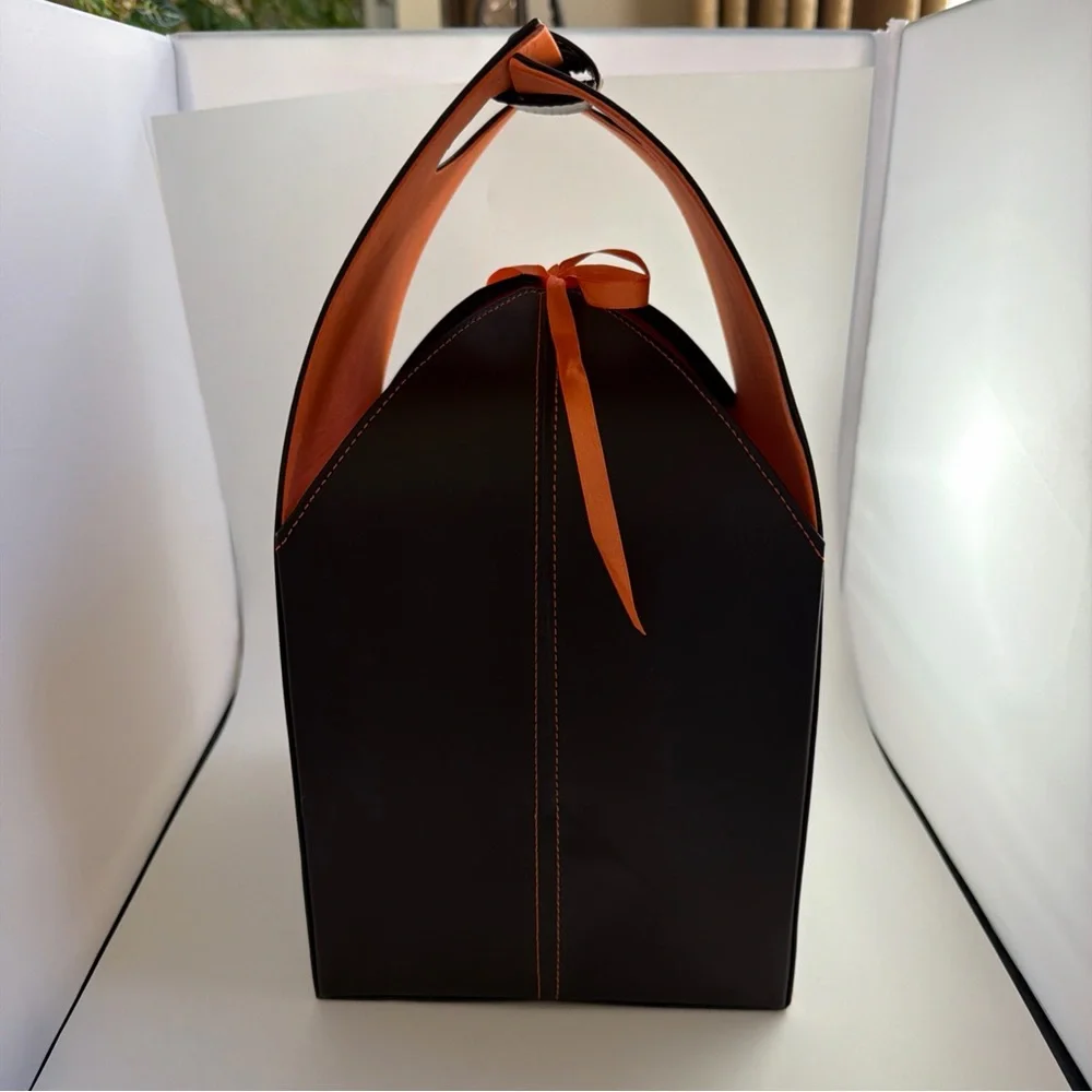 Faux, leather wine, carrier, gift box portable four bottle holder, picnic